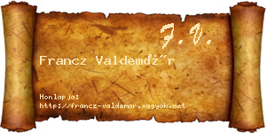 Francz Valdemár névjegykártya